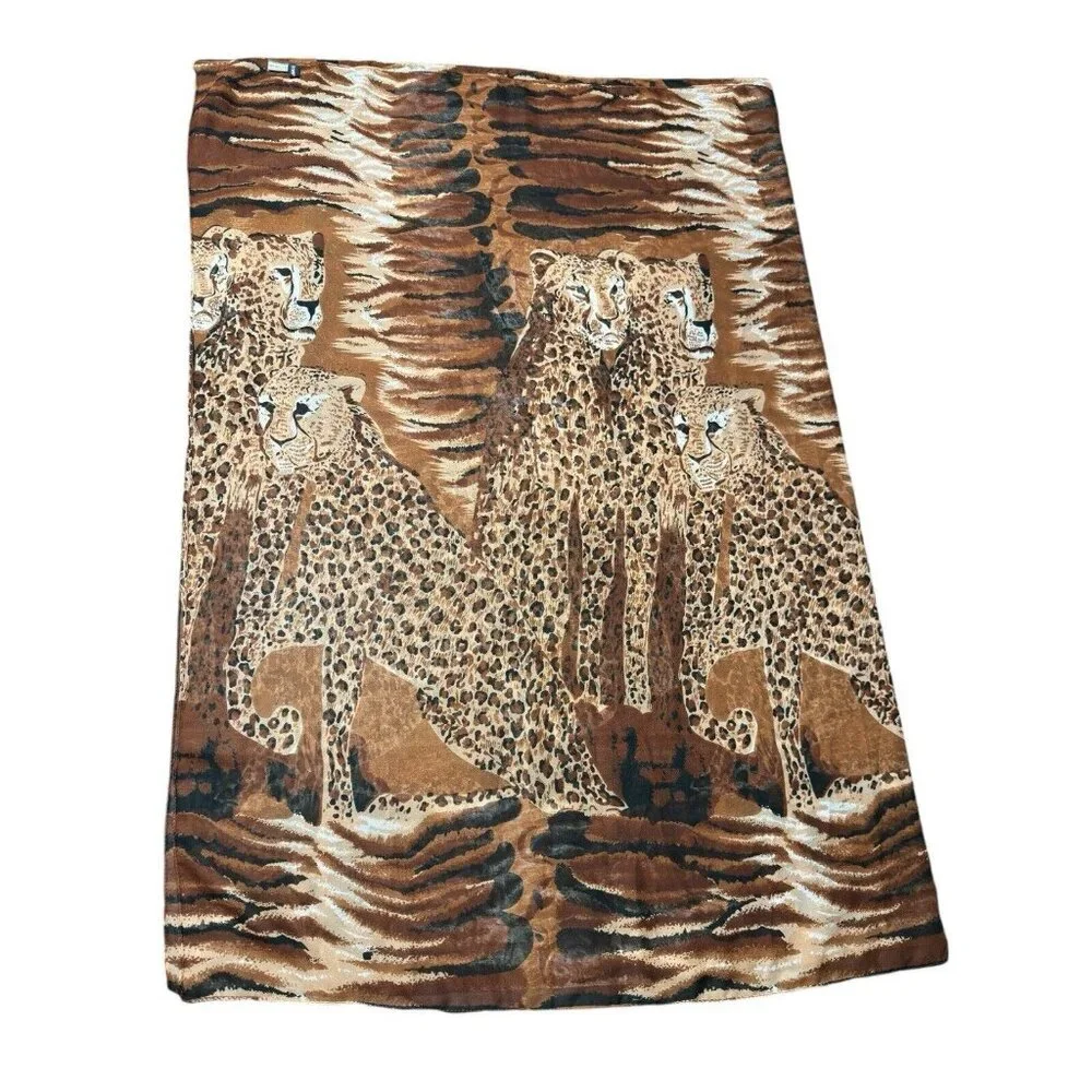Symphony Brown Animal Print Statement Scarf Safari Cheetah‎ Lightweight Wrap